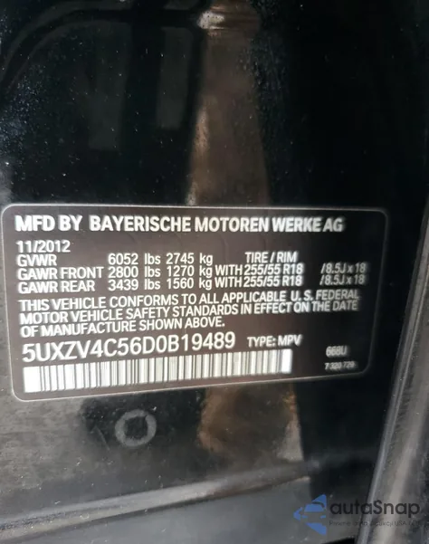 2013 BMW X5 xDrive35I из США, поврежденный, VIN 5UXZV4C56D0B19489